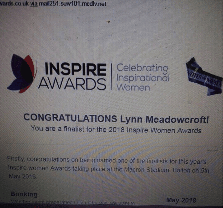 Lynn Meadowcroft Inspire Awards Personal Development Bolton